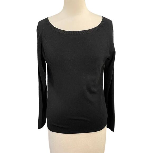 Talbots Sweaters - Vintage Talbots Petites Size M Sweater Boatneck Balletcore Long Sleeve Black PM